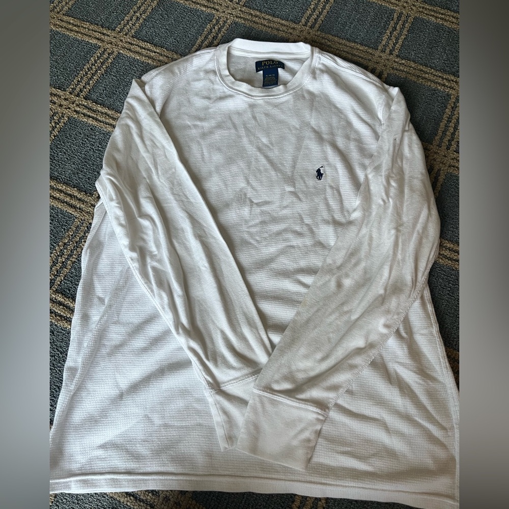 Ralph Lauren White Long Sleeve Tee Classic Design
